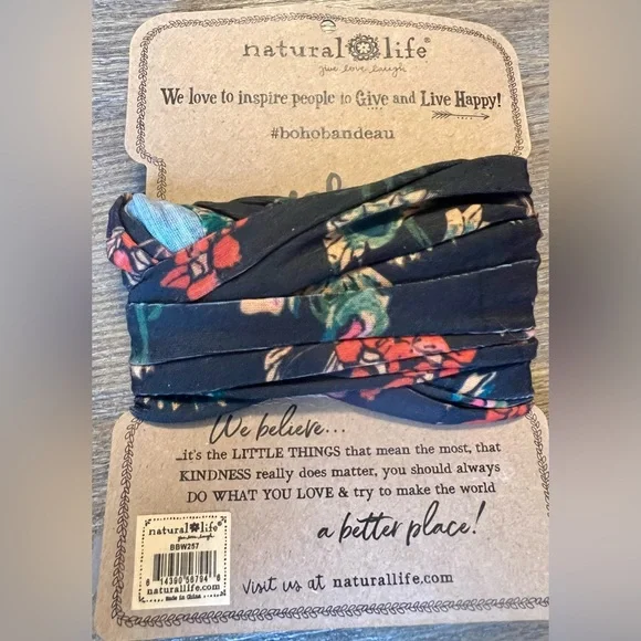 Natural Life Boho Floral Headband in Black and Red NWT - Picture 2 of 2